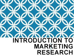 INTRODUCTION TO MARKETING RESEARCH MARKETING RESEARCH DEFINED The