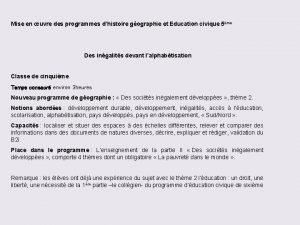 Mise en uvre des programmes dhistoire gographie et