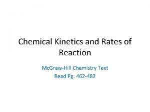 Chemical Kinetics and Rates of Reaction Mc GrawHill