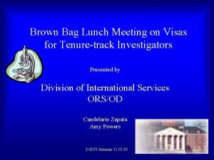 Brown Bag Lunch Meeting on Visas for Tenuretrack