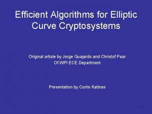 Efficient Algorithms for Elliptic Curve Cryptosystems Original article