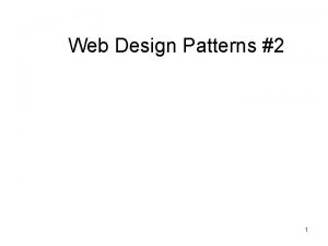 Web Design Patterns 2 1 Outline Review PERSONALIZED