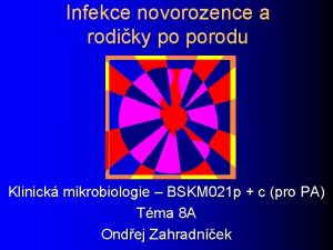 Infekce novorozence a rodiky po porodu Klinick mikrobiologie