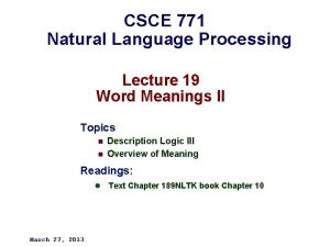 CSCE 771 Natural Language Processing Lecture 19 Word