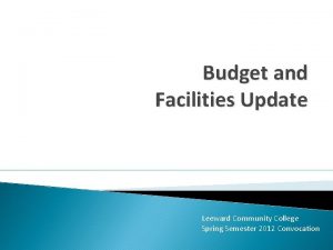 Budget and Facilities Update Leeward Community College Spring