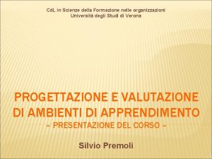 Cd L in Scienze della Formazione nelle organizzazioni