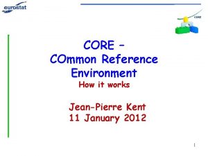 CORE COmmon Reference Environment How it works JeanPierre