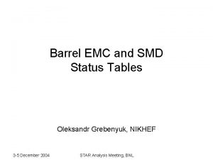 Barrel EMC and SMD Status Tables Oleksandr Grebenyuk