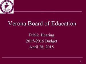 Verona Board of Education Public Hearing 2015 2016