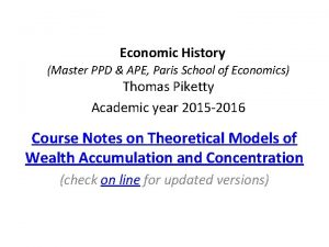 Economic History Master PPD APE Paris School of