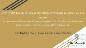 Vers lindividualisation des interventions psychologiques base sur des