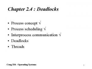 Chapter 2 4 Deadlocks Process concept Process scheduling