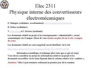 Elec 2311 Physique interne des convertisseurs lectromcaniques E