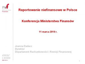 Raportowanie niefinansowe w Polsce Konferencja Ministerstwa Finansw 11