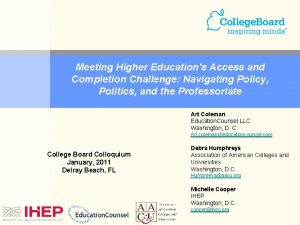 Meeting Higher Educations Access and Completion Challenge Navigating
