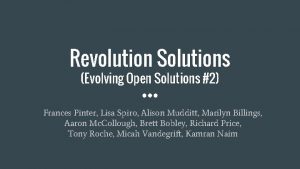 Revolution Solutions Evolving Open Solutions 2 Frances Pinter