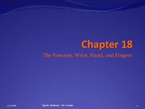 Chapter 18 The Forearm Wrist Hand and Fingers