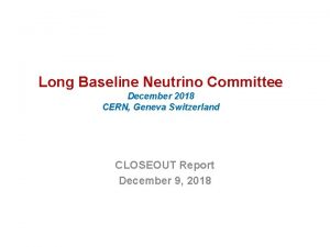 Long Baseline Neutrino Committee December 2018 CERN Geneva