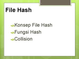 1 File Hash Konsep File Hash Fungsi Hash