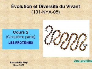 volution et Diversit du Vivant 101 NYA05 Cours