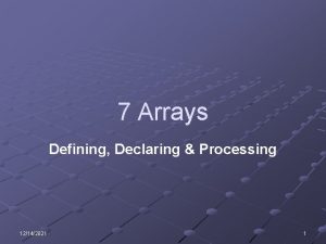 7 Arrays Defining Declaring Processing 12142021 1 Learning