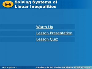 Solving Systems of 6 6 Solving Systems of
