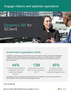 Engage citizens and optimize operations Dynamics 365 for