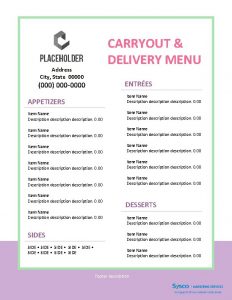 CARRYOUT DELIVERY MENU Address City State 00000 ENTRES