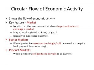 Circular Flow of Economic Activity Shows the flow