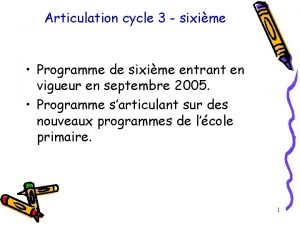 Articulation cycle 3 sixime Programme de sixime entrant