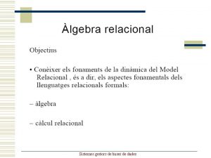 Sistemes gestors de bases de dades Sistemes gestors