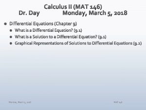 Monday March 5 2018 MAT 146 A What