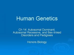 Human Genetics Ch 14 Autosomal Dominant Autosomal Recessive