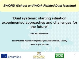 SWORD School and WOrkRelated Dual learning Dual systems