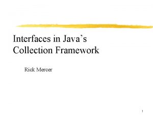 Interfaces in Javas Collection Framework Rick Mercer 1