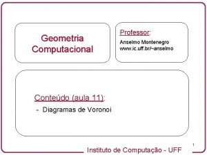 Geometria Computacional Professor Anselmo Montenegro www ic uff