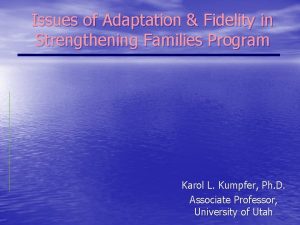 Issues of Adaptation Fidelity in Strengthening Families Program