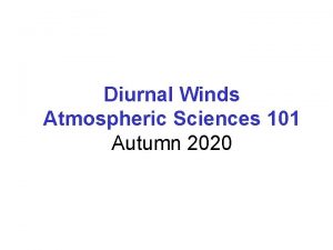 Diurnal Winds Atmospheric Sciences 101 Autumn 2020 Understanding