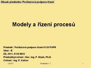 Obsah pedmtu Potaov podpora zen Modely a zen