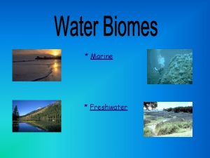 Marine Freshwater ocean The marine biome is the