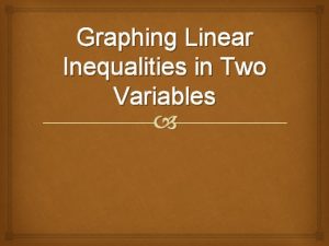 Graphing Linear Inequalities in Two Variables Linear Equations