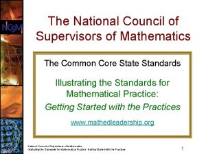 The National Council of Supervisors of Mathematics The