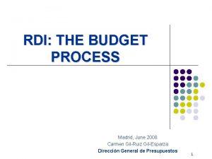 RDI THE BUDGET PROCESS Madrid June 2008 Carmen