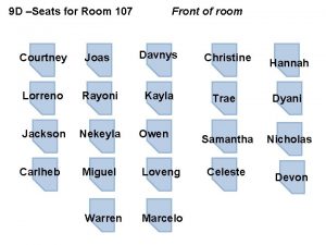 9 D Seats for Room 107 Front of