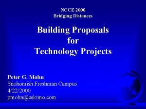 NCCE 2000 Bridging Distances Building Proposals for Technology