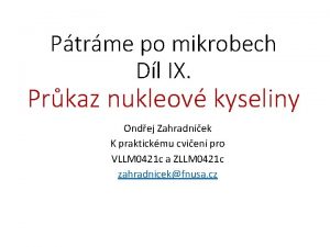 Ptrme po mikrobech Dl IX Prkaz nukleov kyseliny