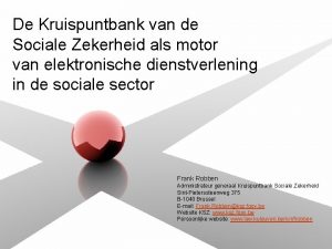 De Kruispuntbank van de Sociale Zekerheid als motor