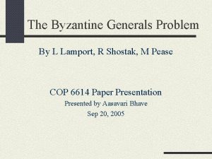 The Byzantine Generals Problem By L Lamport R