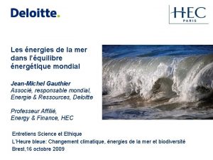 Les nergies de la mer dans lquilibre nergtique