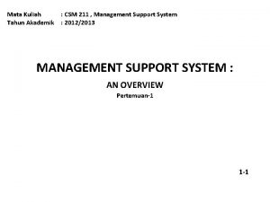 Mata Kuliah Tahun Akademik CSM 211 Management Support